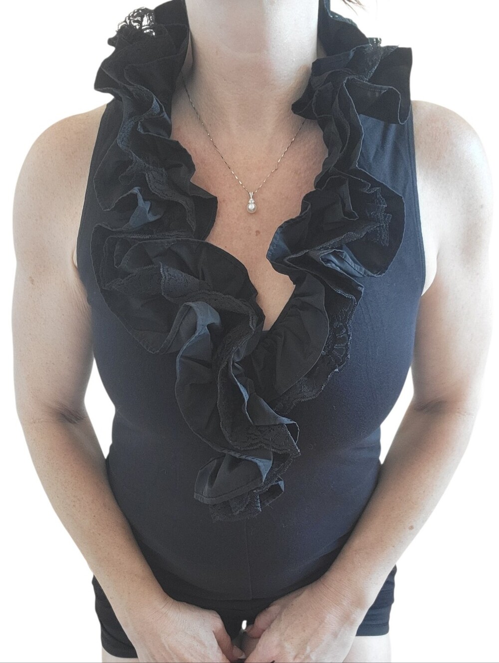 Cabi Ruffled Collar Tank Top